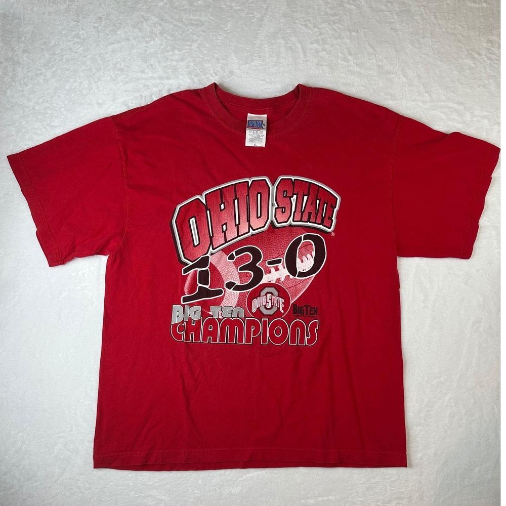 Vintage Ohio State Buckeyes 13-0 Undefeated Big Ten Champions T-Shirt Red XL